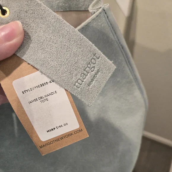 Margot New York Light Blue/Grey Suede Tote Bag - Picture 2 of 8